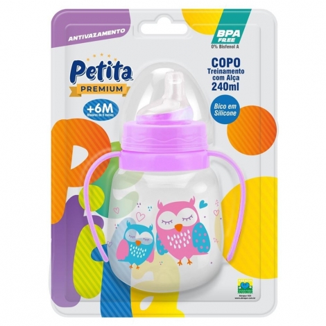 Copo Petita com Válvula Colorida Translucida 240ml Lilás