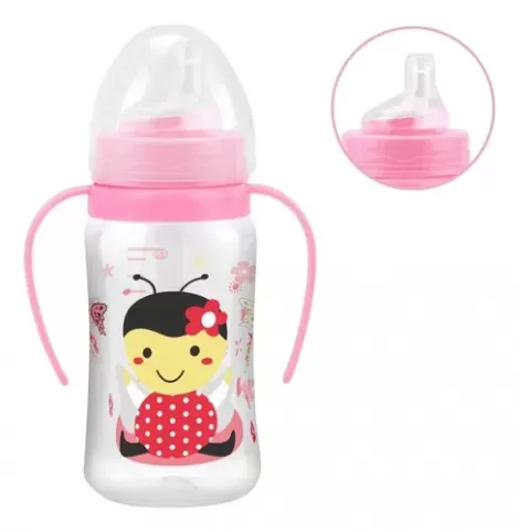 Copo Petita com Alça de Treinamento Cristal 270ml - Rosa